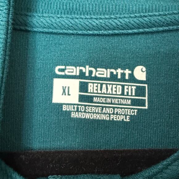 Carhartt Men's Relaxed Fit Heavyweight Long-Sleeve 1/2 Zip Thermal Shirt Teal XL - Picture 4 of 8